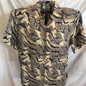 Voir Collection XL Animal Print Short Sleeve Blouse READ DESCRIPTION